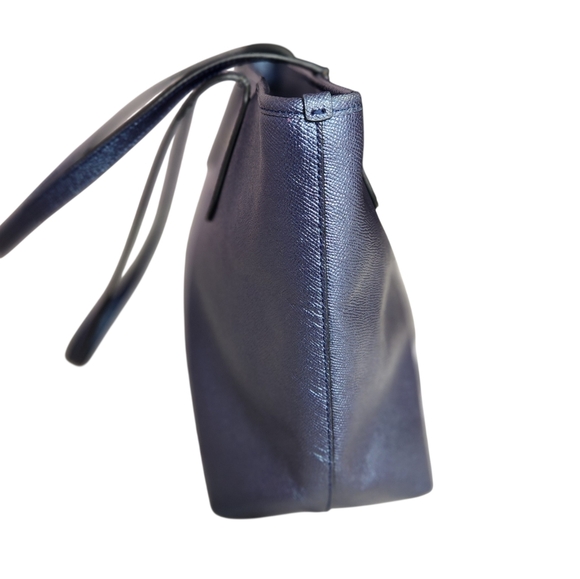 Coach #F16224 Midnight Blue Leather Tote - Picture 3 of 15
